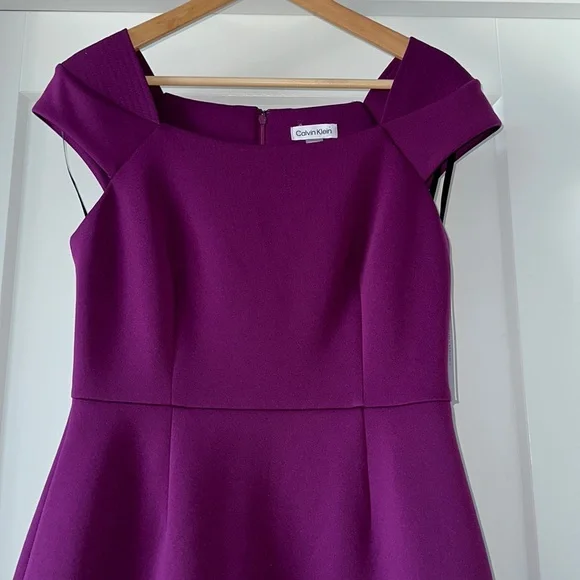 💐 NWT! Purple CALVIN KLEIN Cap Sleeve Sheath Dress - Size 10 - Picture 3 of 7